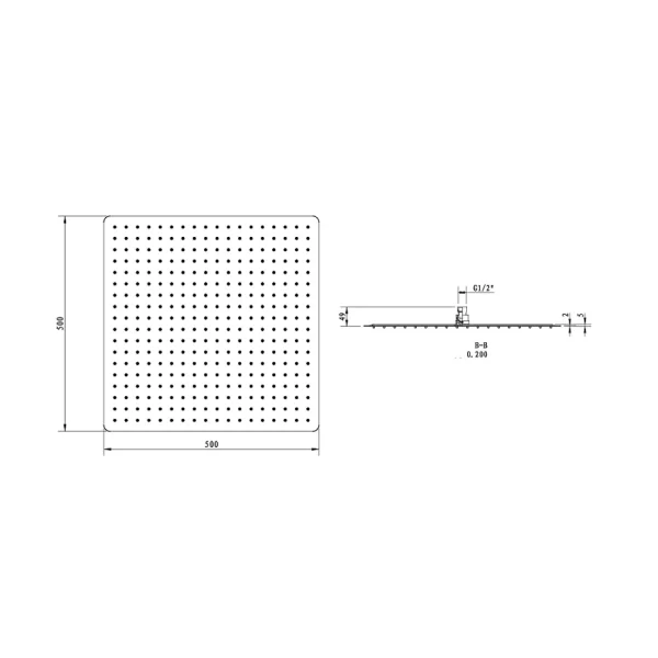Sapho Slim Hlavová sprcha, čtverec 500x500mm, leštěný nerez - Image 3