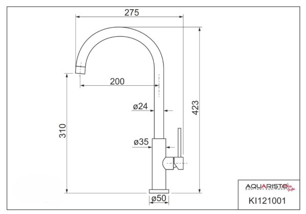 Steel Dui, Dřezová Stojánková Baterie, Kartáčovaný Nerez - Image 2