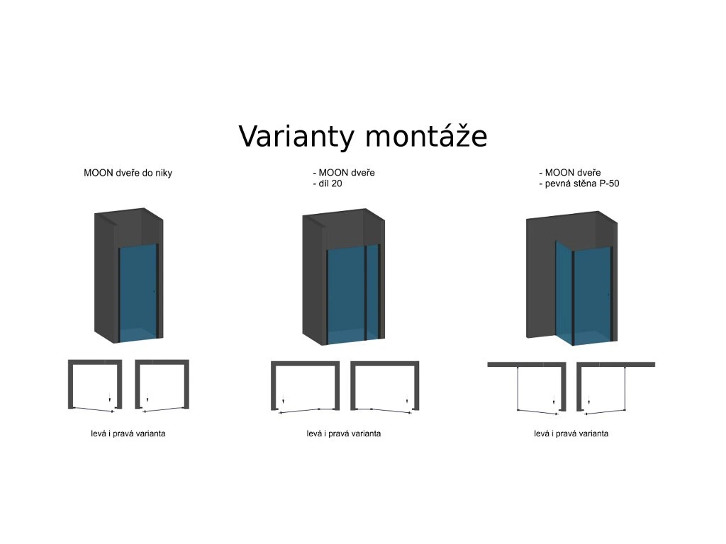 ARTTEC Jednokřídlé sprchové dveře do niky MOON 75 - 80 cm čiré sklo - Image 6