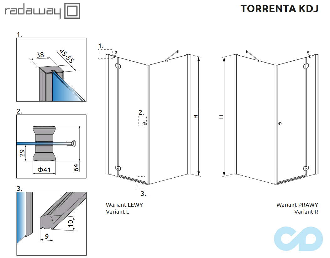 RADAWAY TORRENTA KDJ 90Lx100 - Levá verze - Image 2