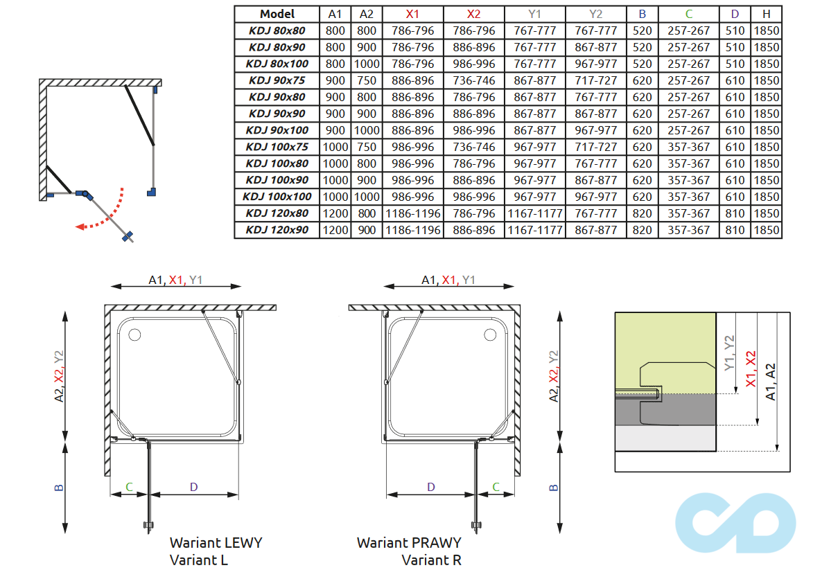 RADAWAY TORRENTA KDJ 90Lx100 - Levá verze - Image 3